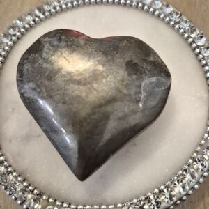 Natural Pyrite Polished Heart Palm Stone #10